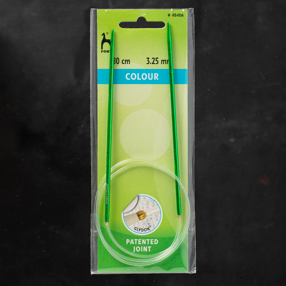 Pony Colour 3.25 mm 80 cm Misinalı Örgü Şişi - Yeşil - 48406